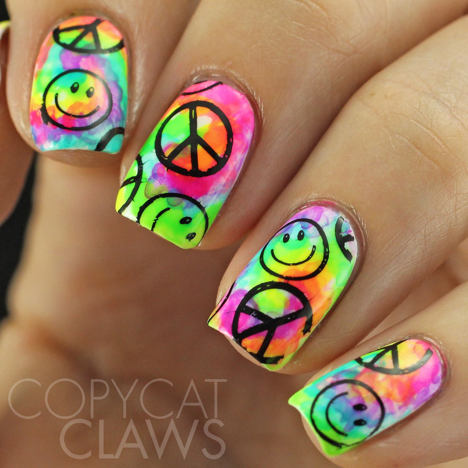 Tye Dye Nail Designs
 Copycat Claws Tie Dye Nails With Stamping