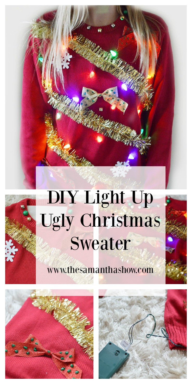 Ugly Christmas Sweater DIY Pinterest
 DIY Light Up Ugly Christmas Sweater The Samantha Show A