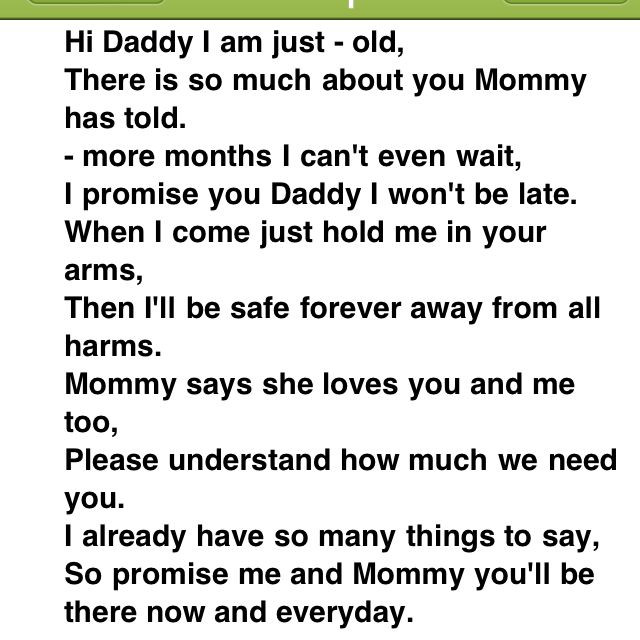 Unborn Baby Quotes For Daddy
 To daddy from a unborn baby Awe