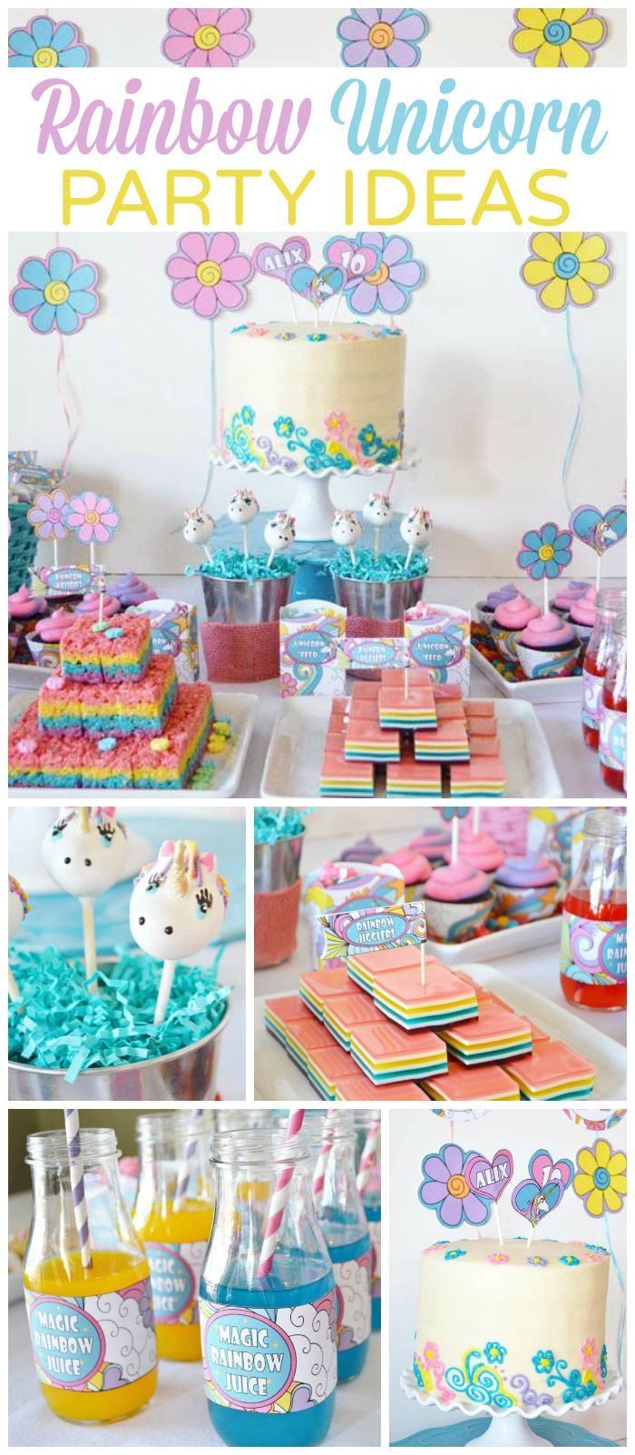 Unicorn And Rainbow Party Ideas
 This rainbow and unicorn party is so girly and magical