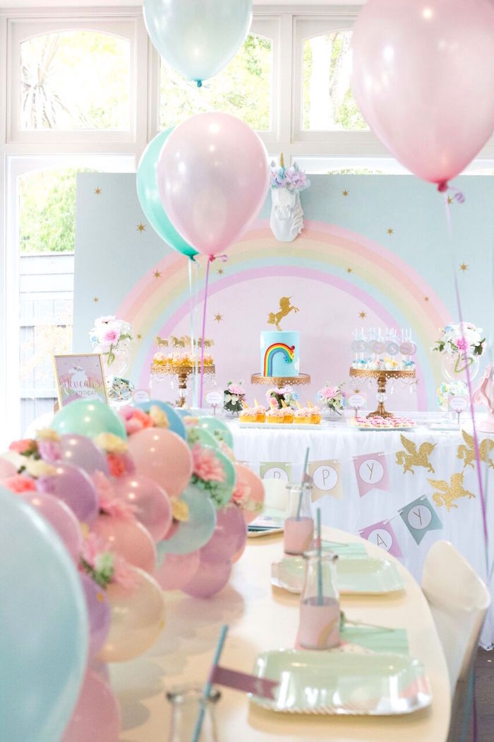 Unicorn Birthday Party Food Ideas Pintrest
 Kara s Party Ideas Floral Rainbow Glam Unicorn Birthday