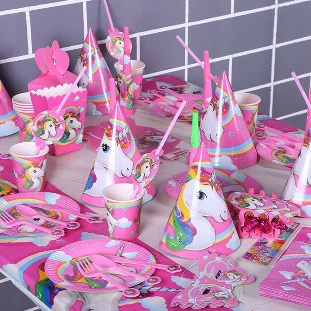 Unicorn Birthday Party Supplies
 Kids Unicorn Theme Birthday Party Supplies Favor Tableware