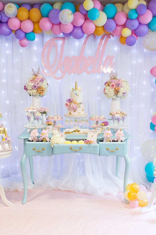 Unicorn Party Table Ideas
 Magical Pastel Unicorn Party 1st Birthday Pretty My Party