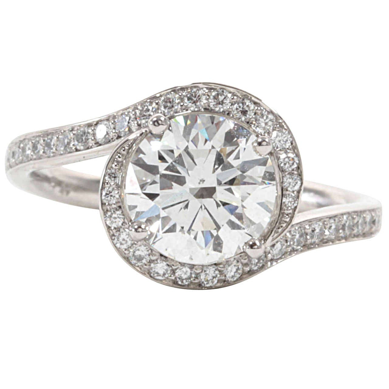 Unique Diamond Engagement Rings
 Unique Diamond Swirl Platinum Engagement Ring For Sale at