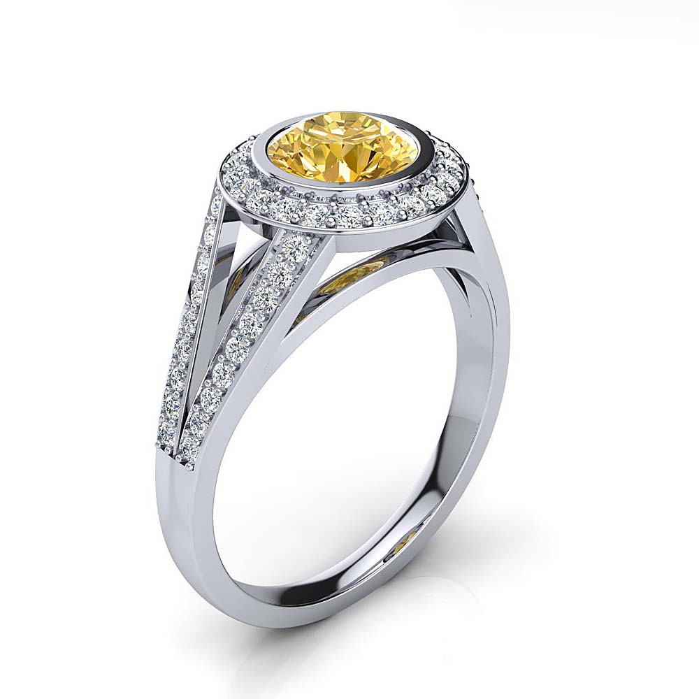 Unique Diamond Engagement Rings
 Unique Platinum Halo Yellow Diamond Engagement Ring 1 35ct