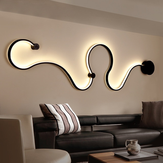 Unique Lamps For Living Room
 Modern minimalist creative wall lamp black white led