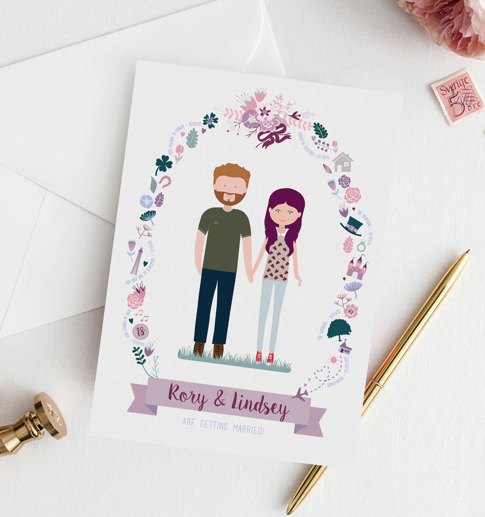 Unique One Of A Kind Wedding Invitations
 illustrated couple wedding invitations by rodo creative