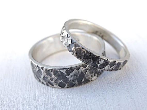 Unique Silver Wedding Bands
 silver wedding rings unique wedding ring set square pattern