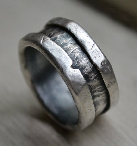 Unique Silver Wedding Bands
 mens wedding band fine and sterling silver ring handmade