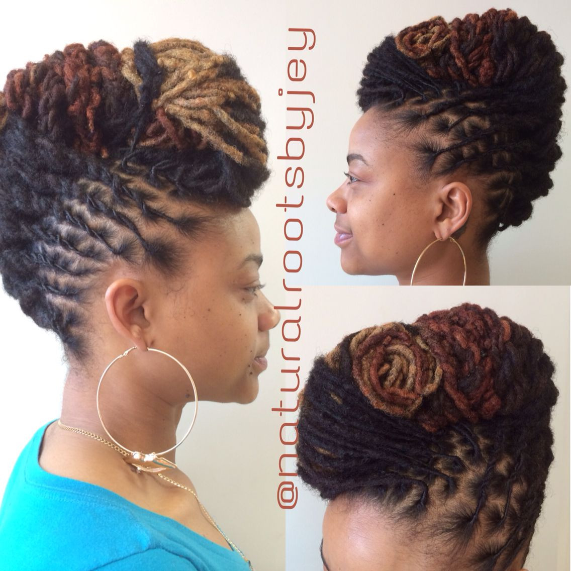 Updo Loc Hairstyles
 loc updo with color long locs