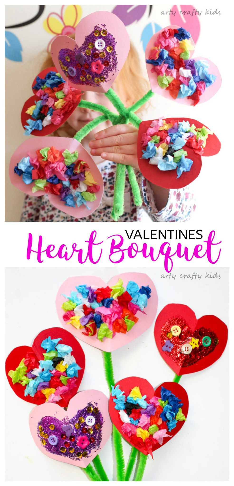 Valentine Craft Idea For Preschool
 Toddler Valentines Heart Bouquet