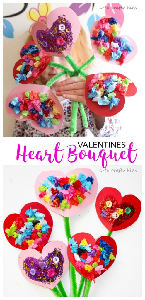 Valentine Crafts For Preschoolers To Make
 Toddler Valentines Heart Bouquet Arty Crafty Kids