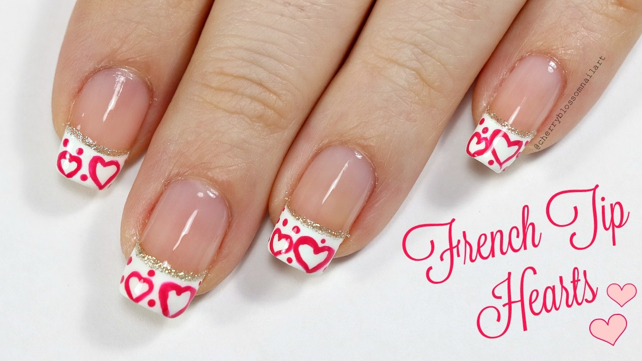 Valentine Nail Designs
 Easy French Tip With Hearts Valentine s Day Nail Art
