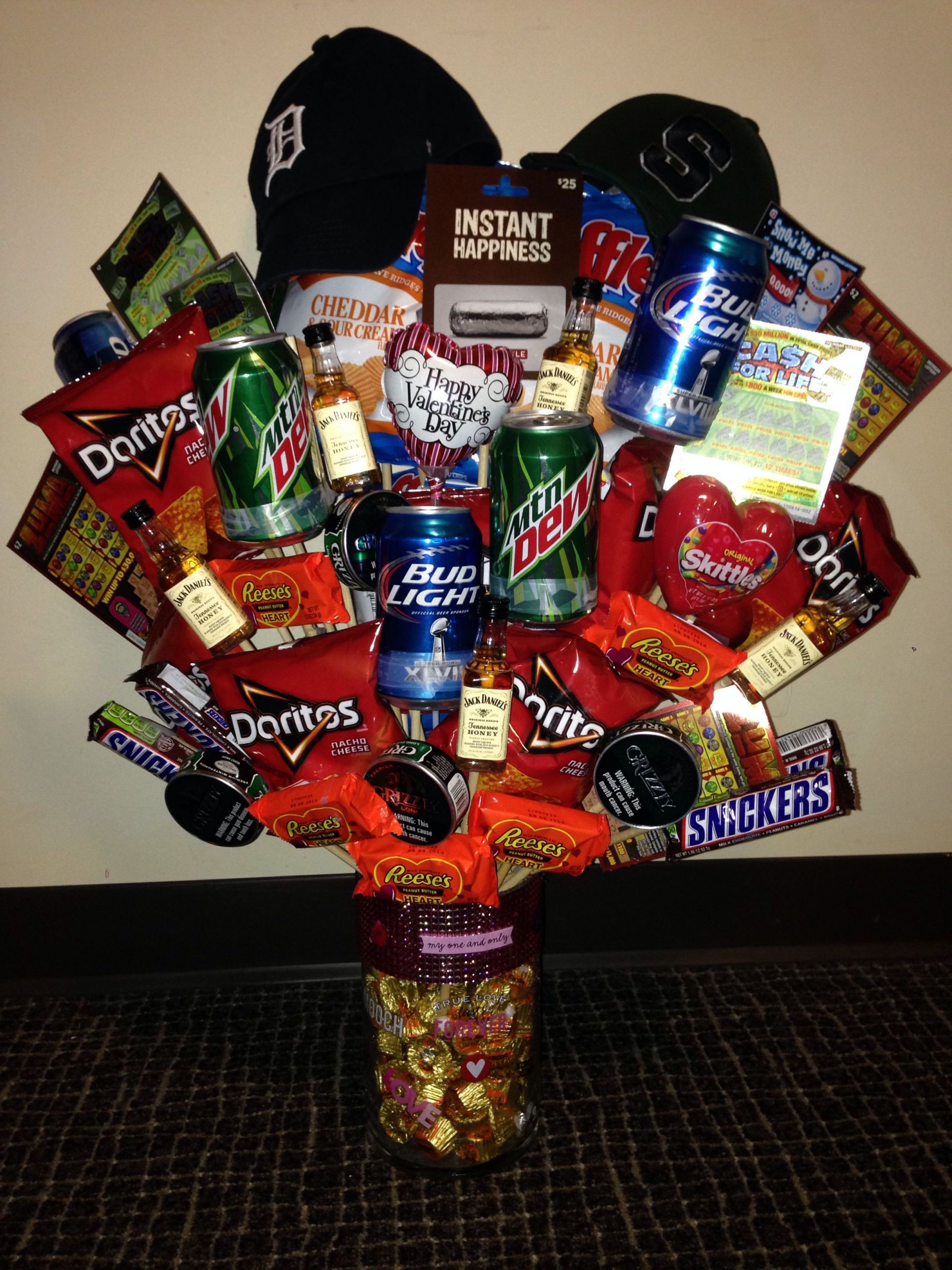Valentine'S Day Gift Basket Ideas For Him
 Valentines bouquet for him Made this for my boyfriend on