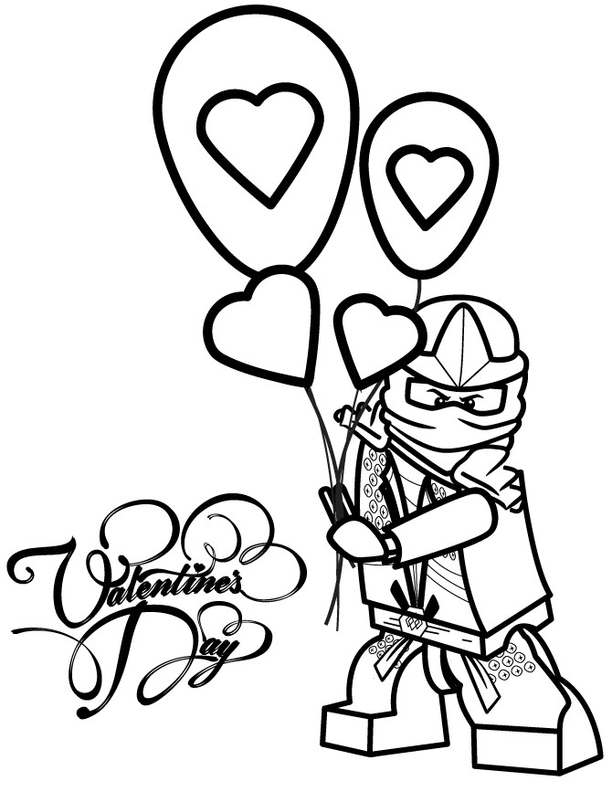 Valentines Coloring Pages For Boys
 Ninjago Lloyd Zx Holding Valentines Day Balloons Coloring