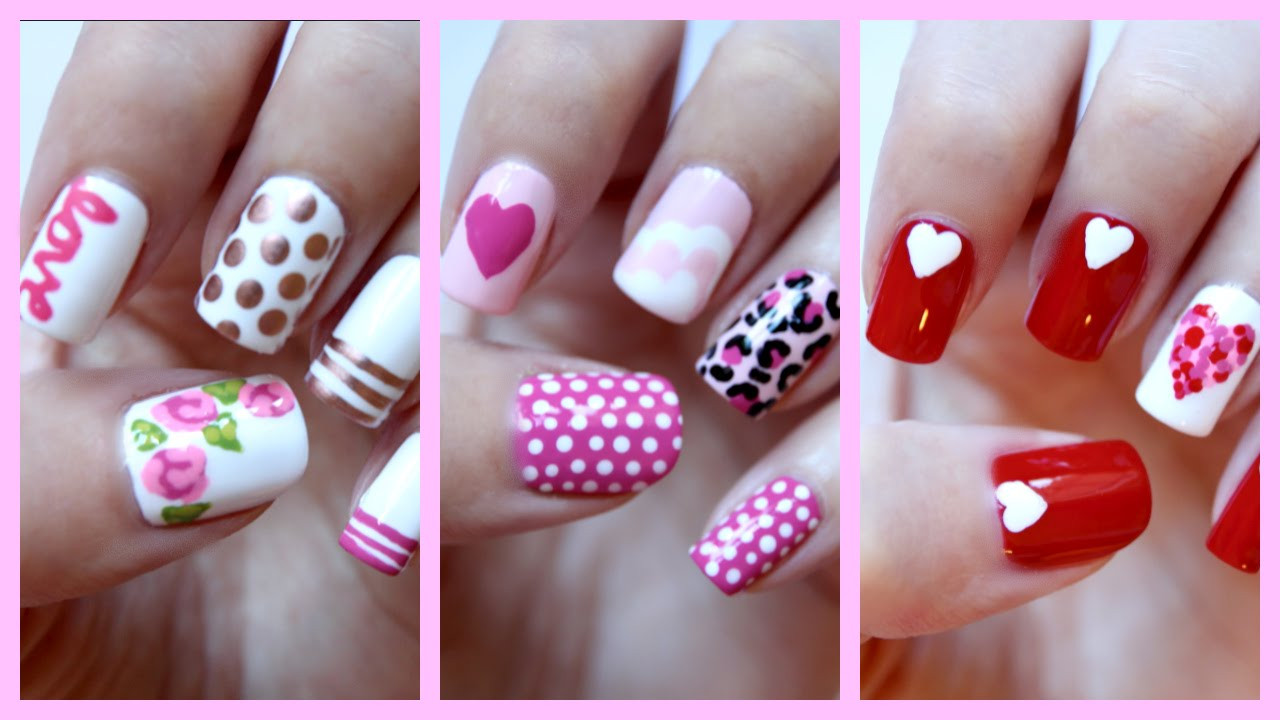 Valentines Nail Ideas
 Valentines Day Nails Three Easy Designs