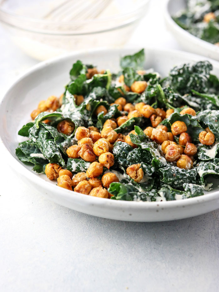 Vegan Kale Recipes
 Vegan Kale Caesar Salad with Garlic Roasted Chickpeas