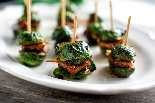 Vegan Thanksgiving Appetizers
 Brussels Sprout and tempeh sliders