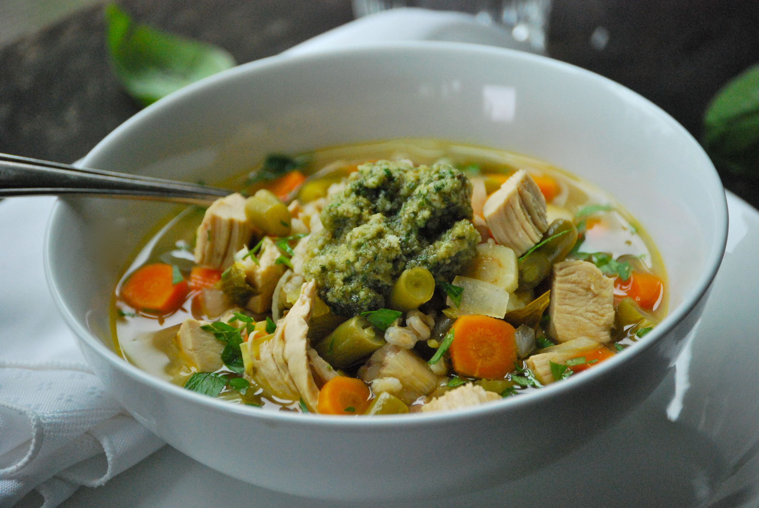Vegetables For Chicken Soup
 Roasted Chicken Ve able Soup with Lemon and Pesto