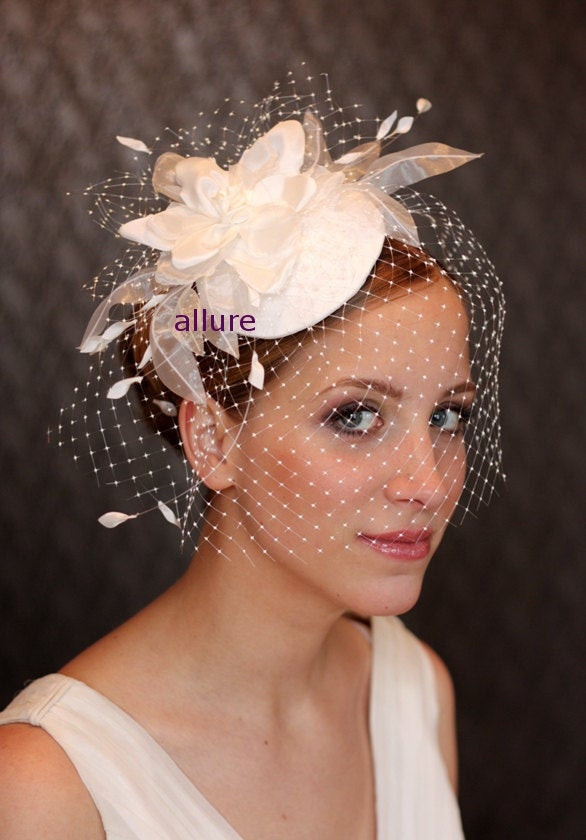 Veil Hats Weddings
 BIRDCAGE VEIL wedding hat fabulous headdress bridal hat