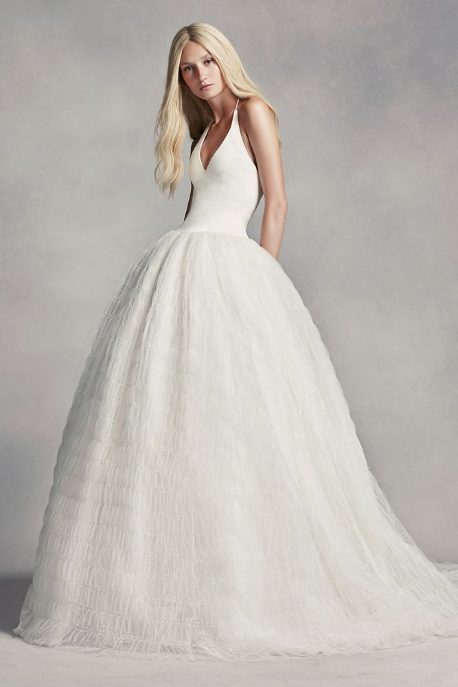 Vera Wang Wedding Dress Price
 Extra Length White by Vera Wang Halter Tulle Wedding Dress