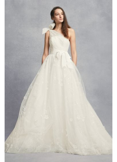 Vera Wang Wedding Dress Price
 Layered Tulle e Shoulder A Line Wedding Dress