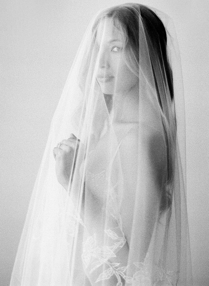 Vera Wang Wedding Veil
 Delicate Bridal Boudoir from Jose Villa