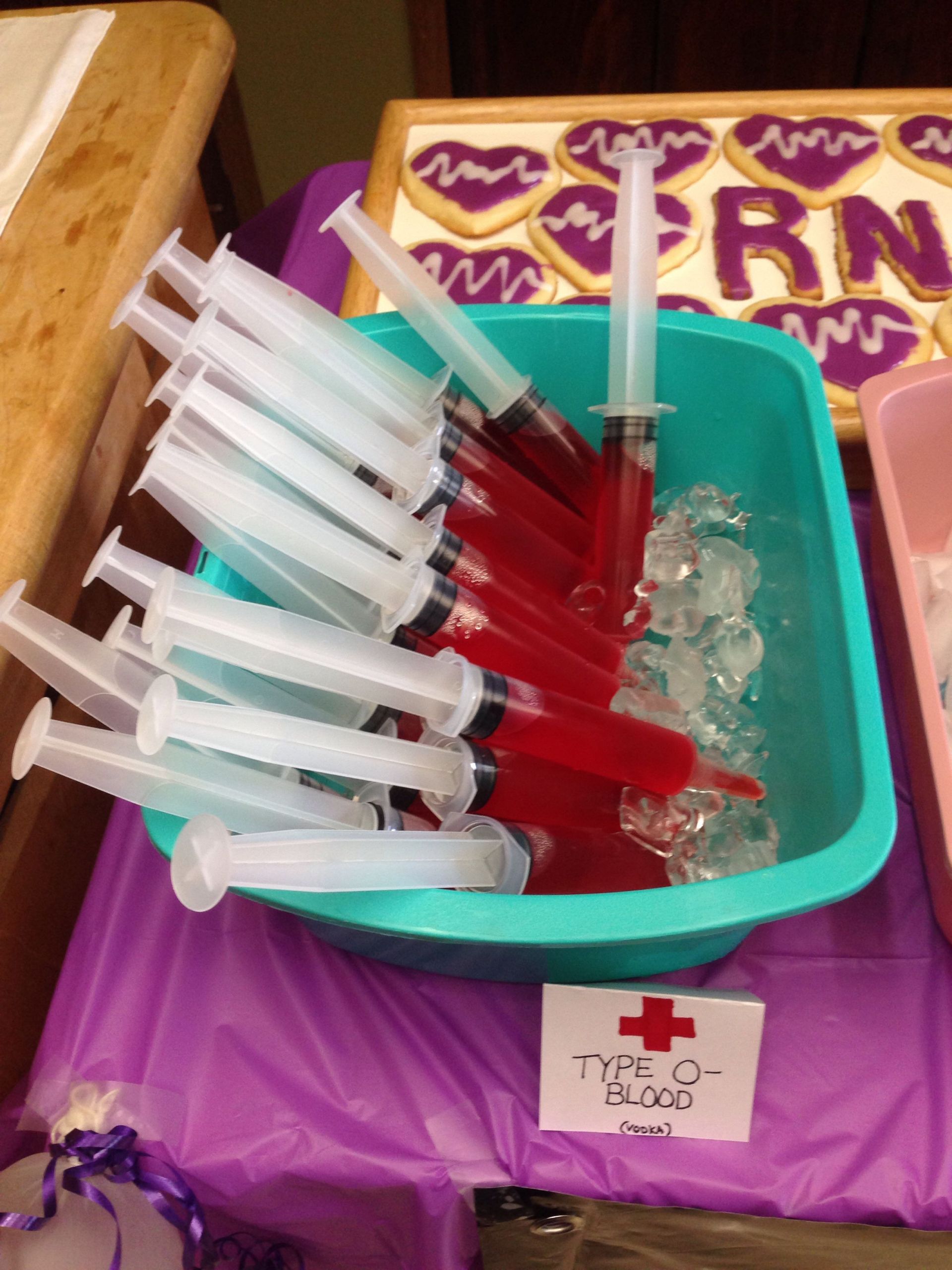 Veterinarian Graduation Party Ideas
 Jello "shot" syringes