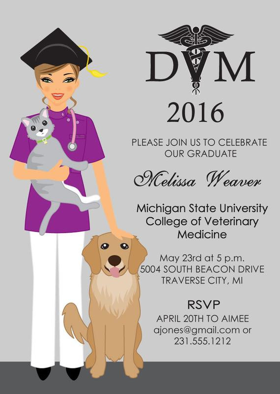 Veterinarian Graduation Party Ideas
 Veterinary School Graduation Invitation by AnnounceItFavors