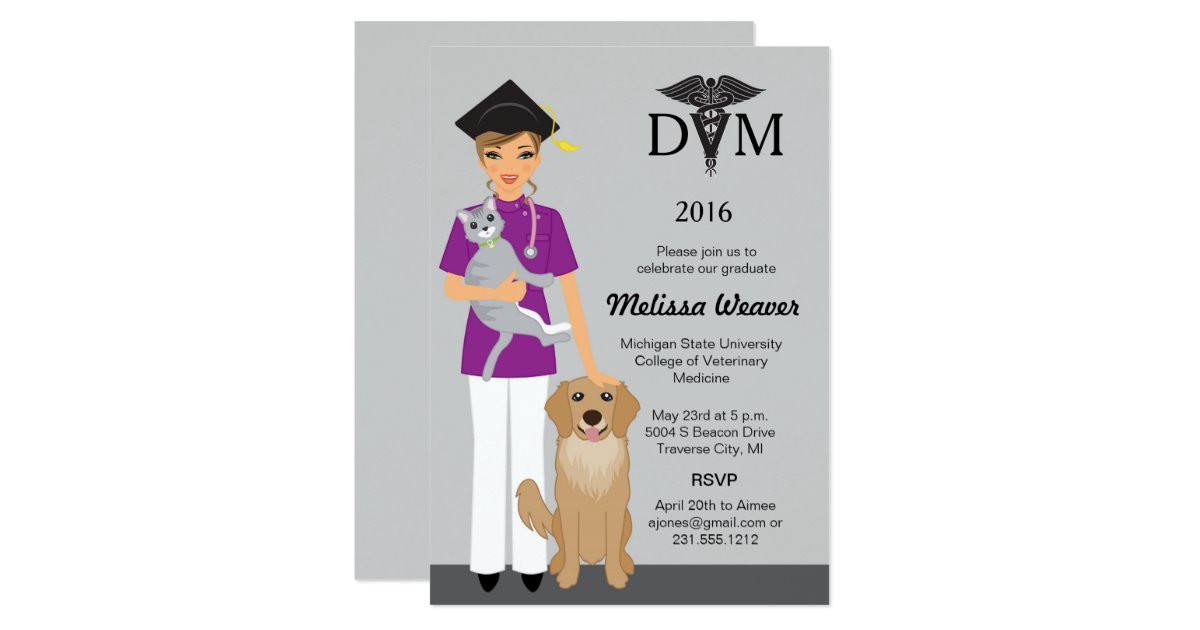 Veterinarian Graduation Party Ideas
 Veterinary School Graduation Invitation Female