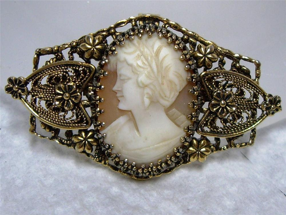 Victorian Brooches
 Vintage Victorian Style Genuine Cameo Portrait Pin Brooch