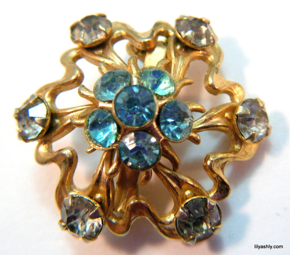 Victorian Brooches
 Vintage Victorian Edwardian Style Gold Filigree Blue