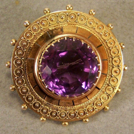 Victorian Brooches
 Vintage Victorian 14k Amethyst Brooch Ornate by
