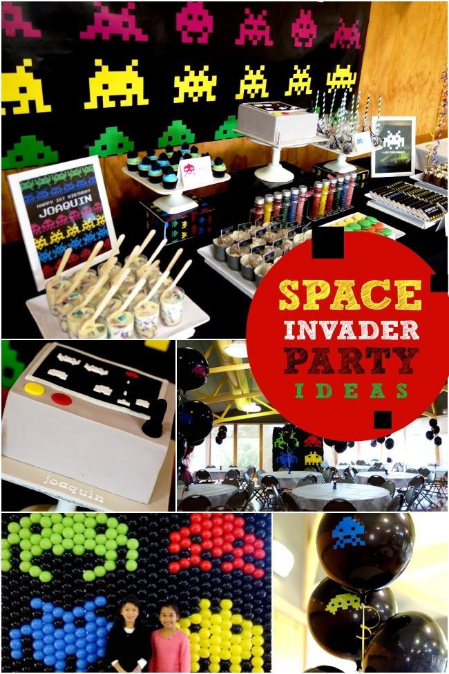 Video Game Birthday Party Ideas
 A Boy s Space Invader Video Game Party Spaceships and