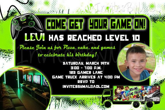 Video Game Truck Birthday Party
 Video Game Truck Birthday Invitation by InvitesByMaL on