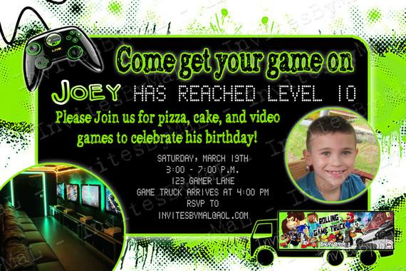 Video Game Truck Birthday Party
 Video Game Truck Birthday Invitation by InvitesByMaL on Etsy