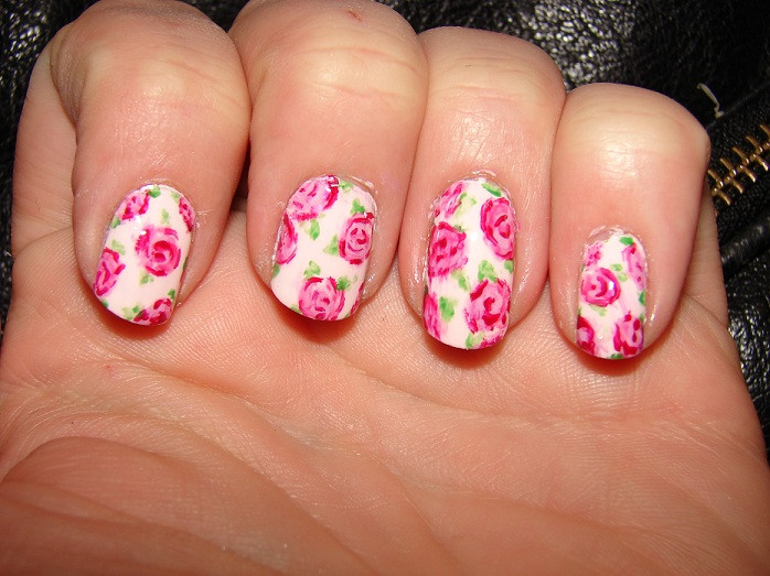 Vintage Nail Designs
 Kawaii Nail Art Vintage Pink Roses