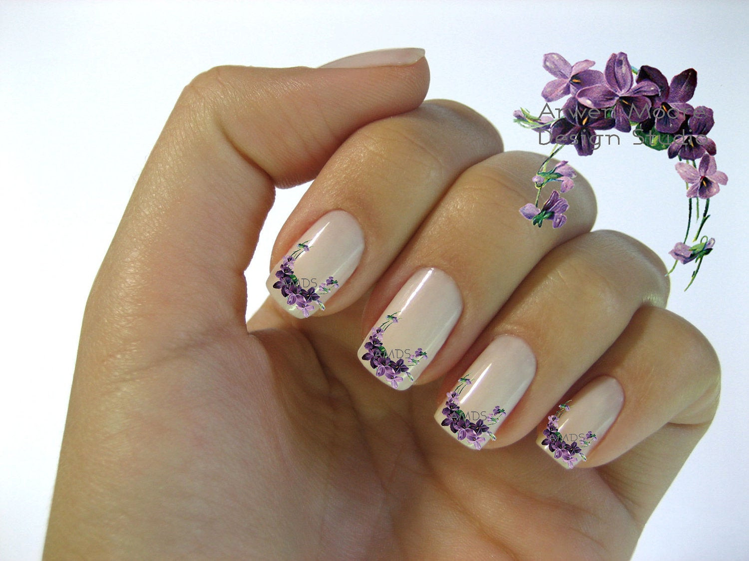 Vintage Nail Designs
 Very Chic Lavender Shabby Victorian Vintage Floral Nail Art
