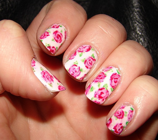 Vintage Nail Designs
 Kawaii Nail Art Vintage Pink Roses