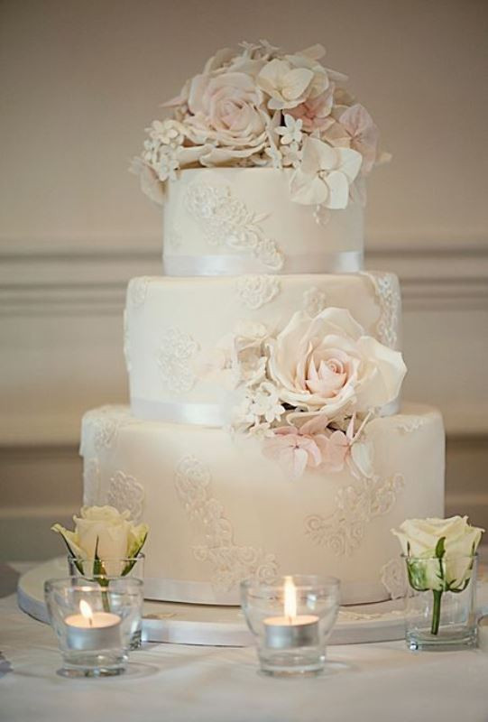 Vintage Style Wedding Cakes
 Picture a white lace wedding cake with silk ribbons