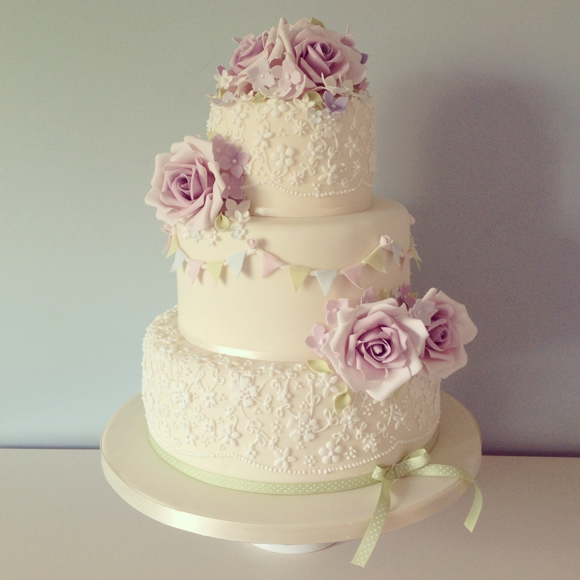 Vintage Style Wedding Cakes
 Vintage Rose And Bunting Wedding Cake CakeCentral
