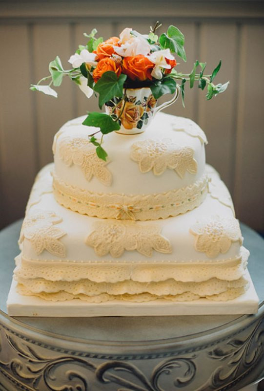 Vintage Style Wedding Cakes
 Picture a white wedding cake with neutral lace
