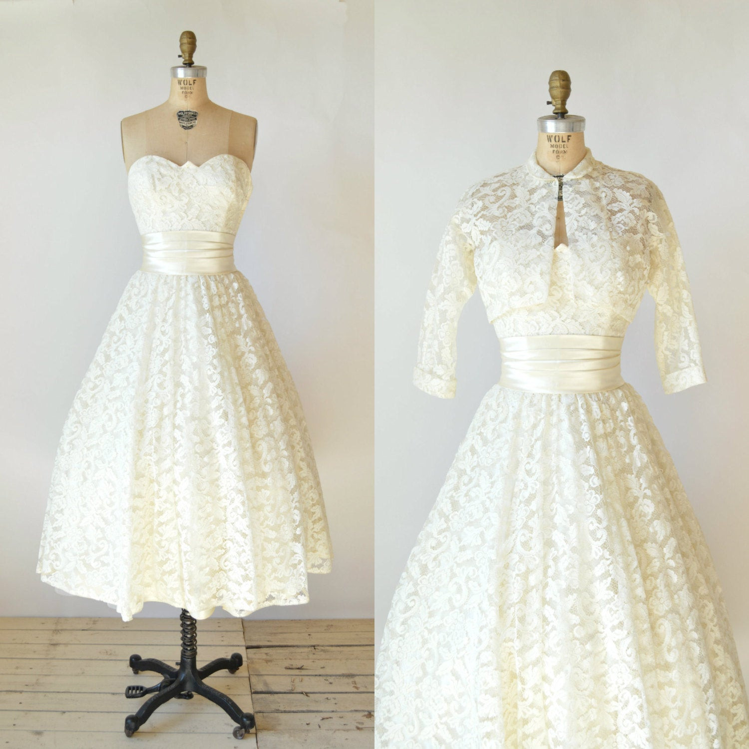 Vintage Tea Length Wedding Dress
 50s Lace Wedding Dress Vintage Tea Length Wedding Dress