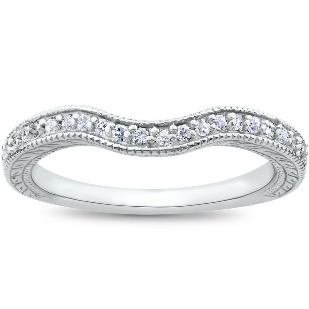 Vintage Wedding Bands
 Vintage Curved Diamond Contour Wedding Ring for Engagement