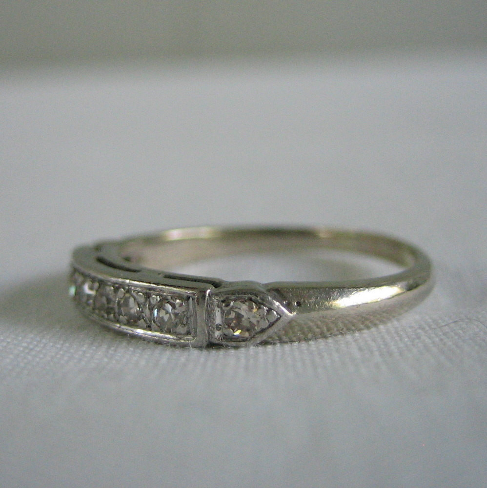 Vintage Wedding Bands
 Vintage Wedding Band 1940s Diamond White Gold Ships from
