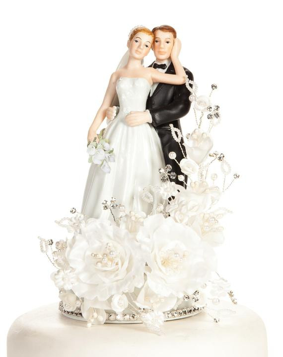Vintage Wedding Cake Topper
 Vintage Elegant Rose Wedding Cake Topper Custom Painted