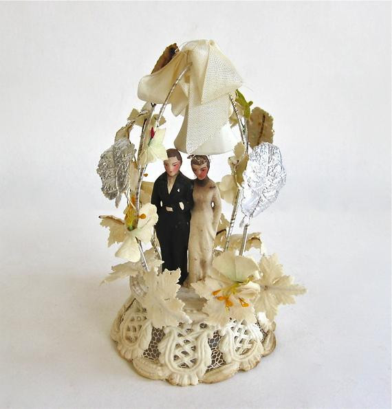 Vintage Wedding Cake Topper
 vintage bride and groom wedding cake topper by