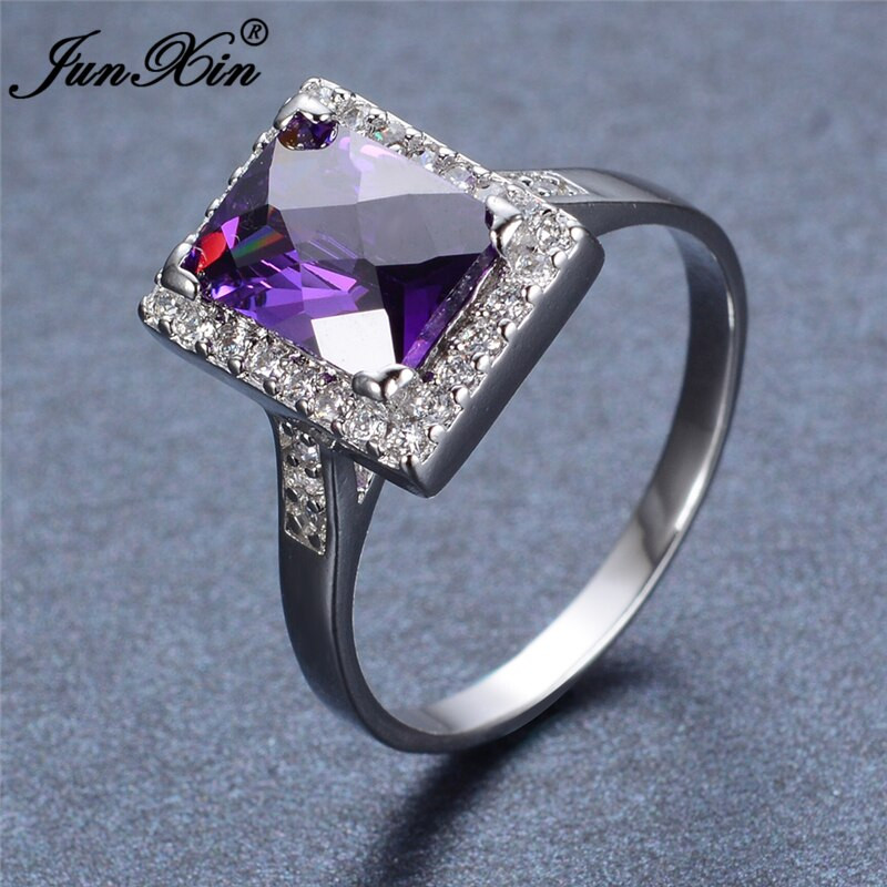 Vintage Wedding Rings For Sale
 JUNXIN New Sale Elegant Purple Ring Big Geometric Ring