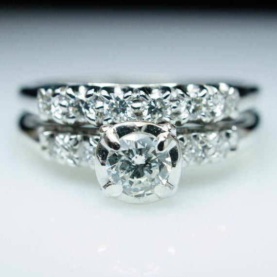 Vintage Wedding Rings For Sale
 SALE Vintage 1940 s 54ct Diamond Engagement by