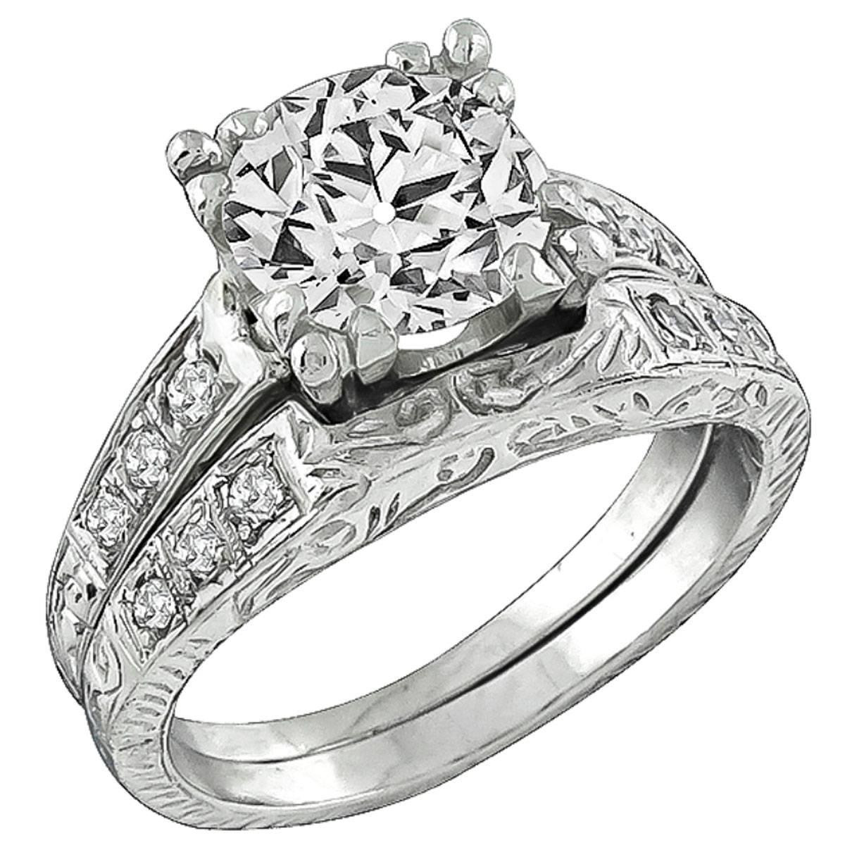 Vintage Wedding Rings For Sale
 Antique Diamond platinum Engagement Ring and Wedding Band